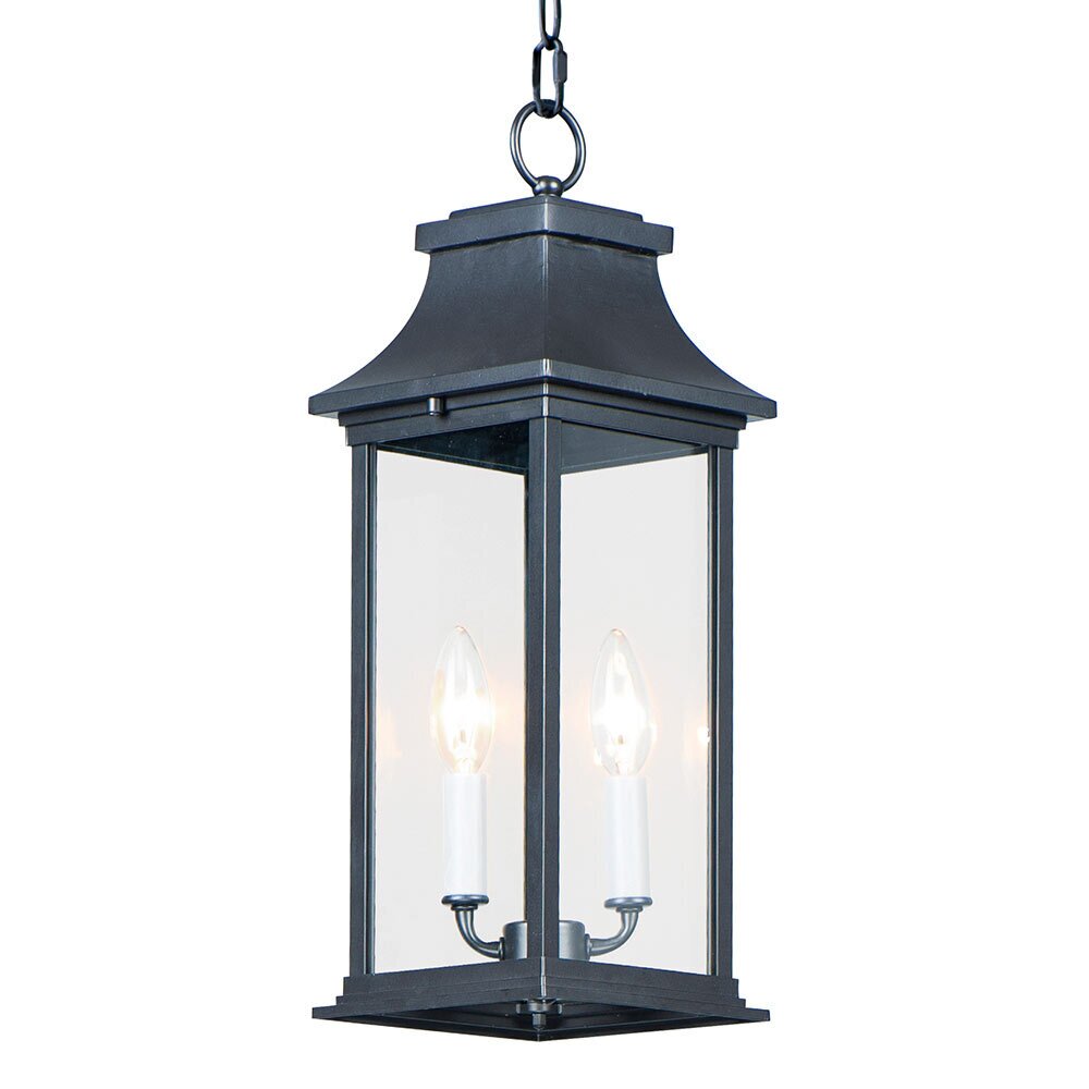 2-Light Outdoor Hanging Lantern in Black