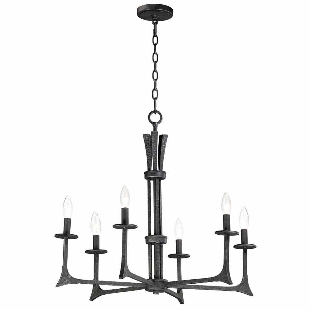 6-Light Chandelier in Natural Iron