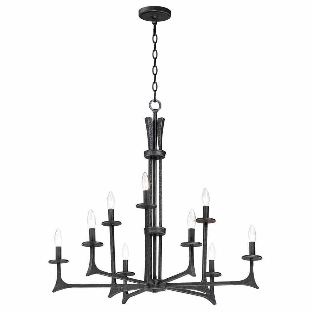 9-Light Chandelier in Natural Iron