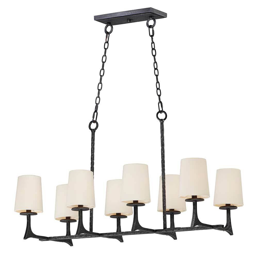 8-Light Linear Pendant with Shades in Natural Iron