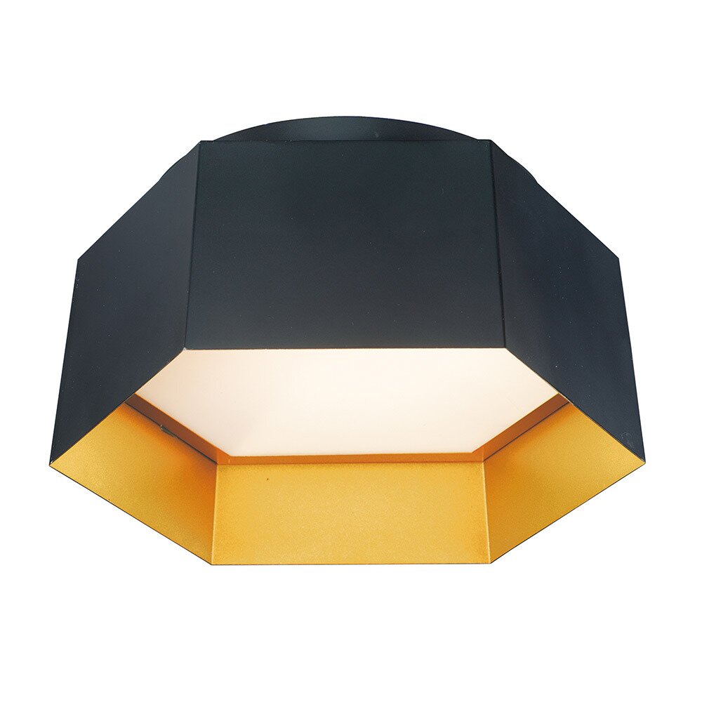 1-Light LED Flush Mount in Black And Gold