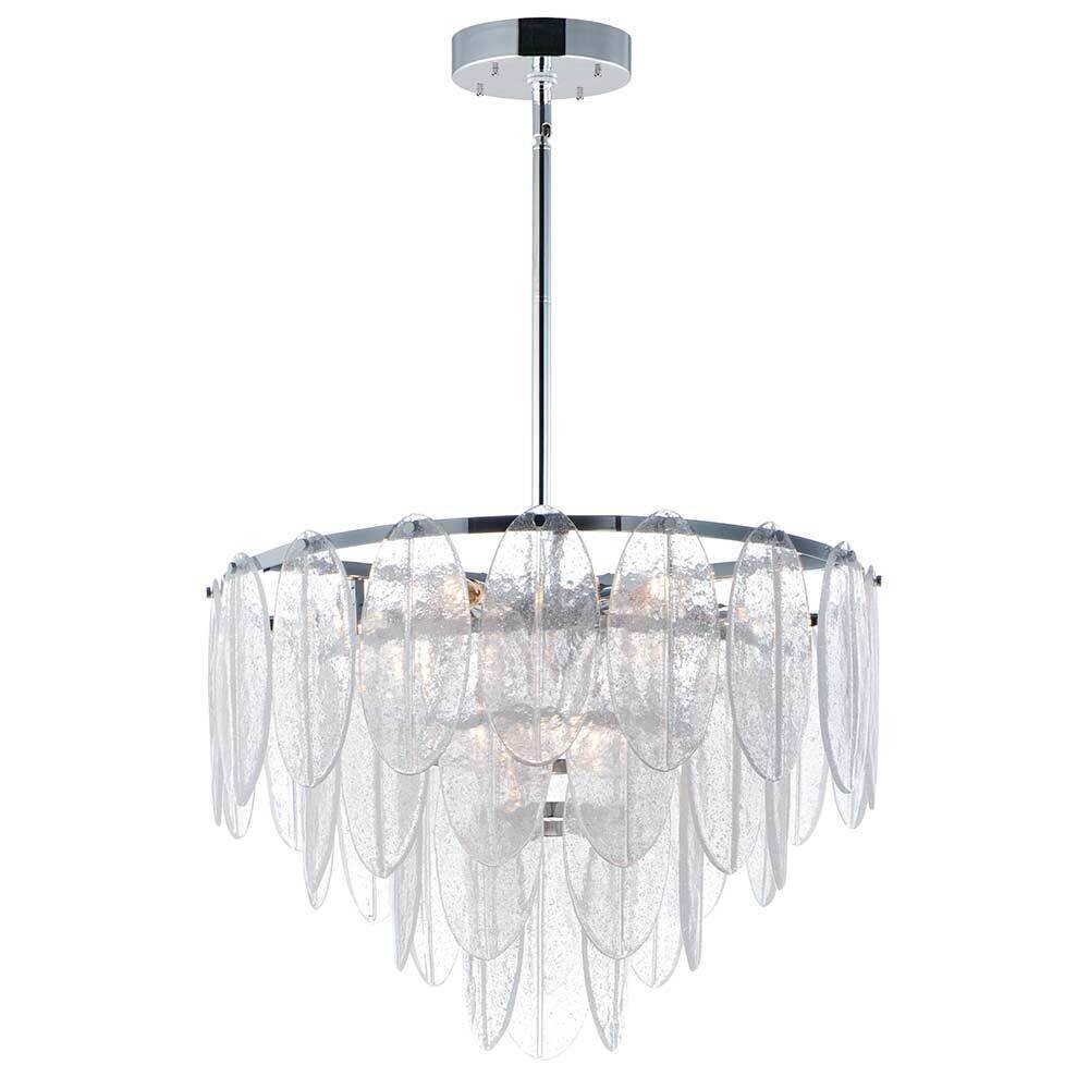 9-Light Chandelier in Polished Chrome & White
