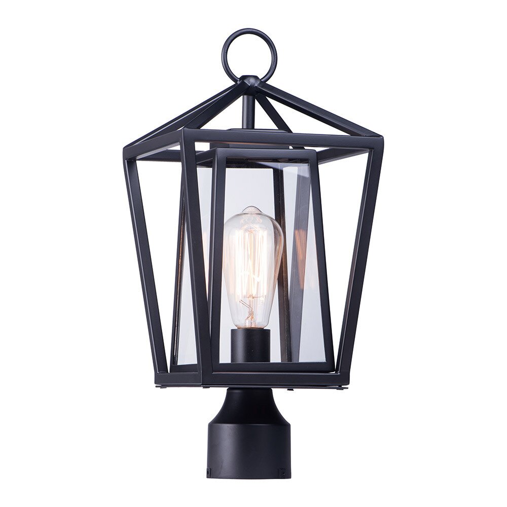 1-Light Outdoor Post Lamp in Black