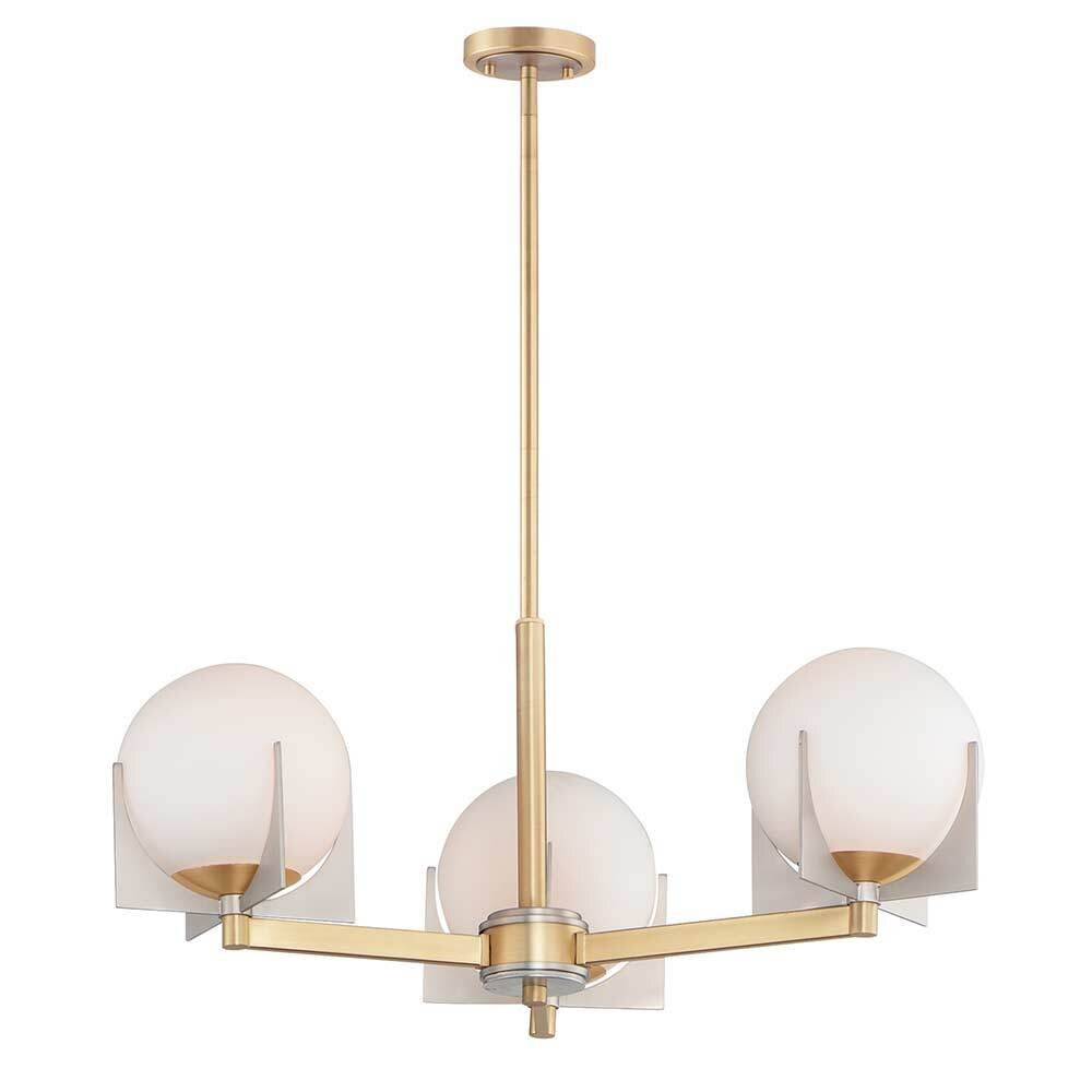3-Light Chandelier in Satin Brass with Brushed Platinum