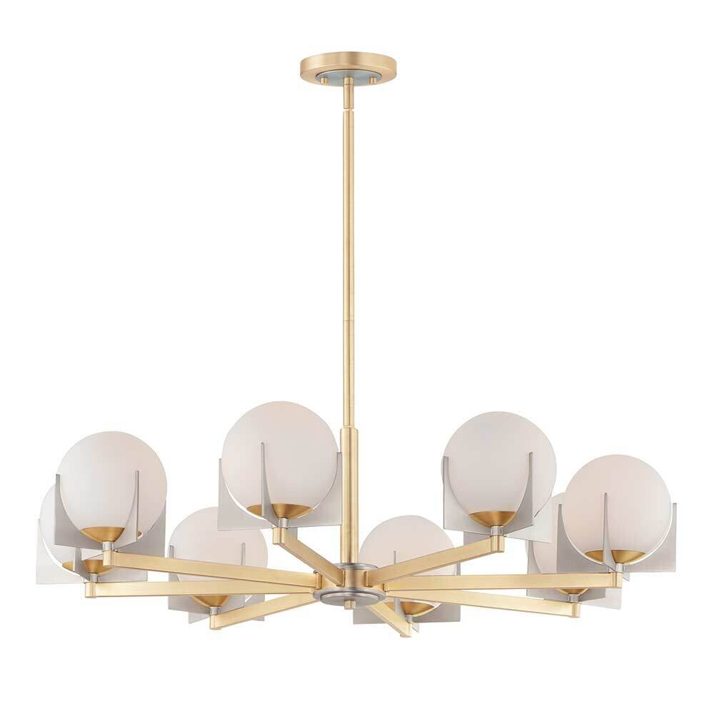 8-Light Chandelier in Satin Brass with Brushed Platinum