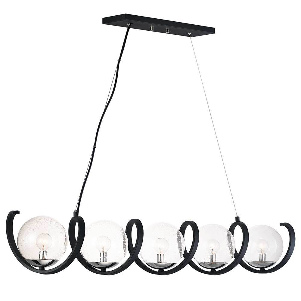 5-Light Pendant in Polished Nickel And Black