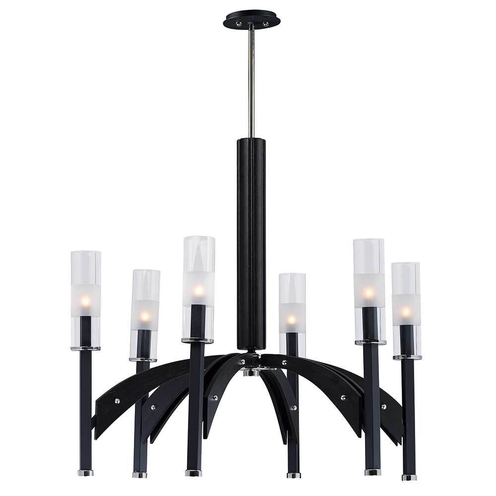 6-Light Chandelier in Black with Wenge