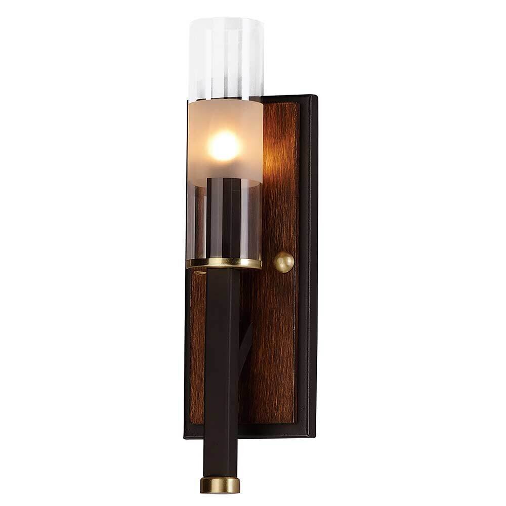 1-Light Wall Sconce in Bronze with Antique Pecan