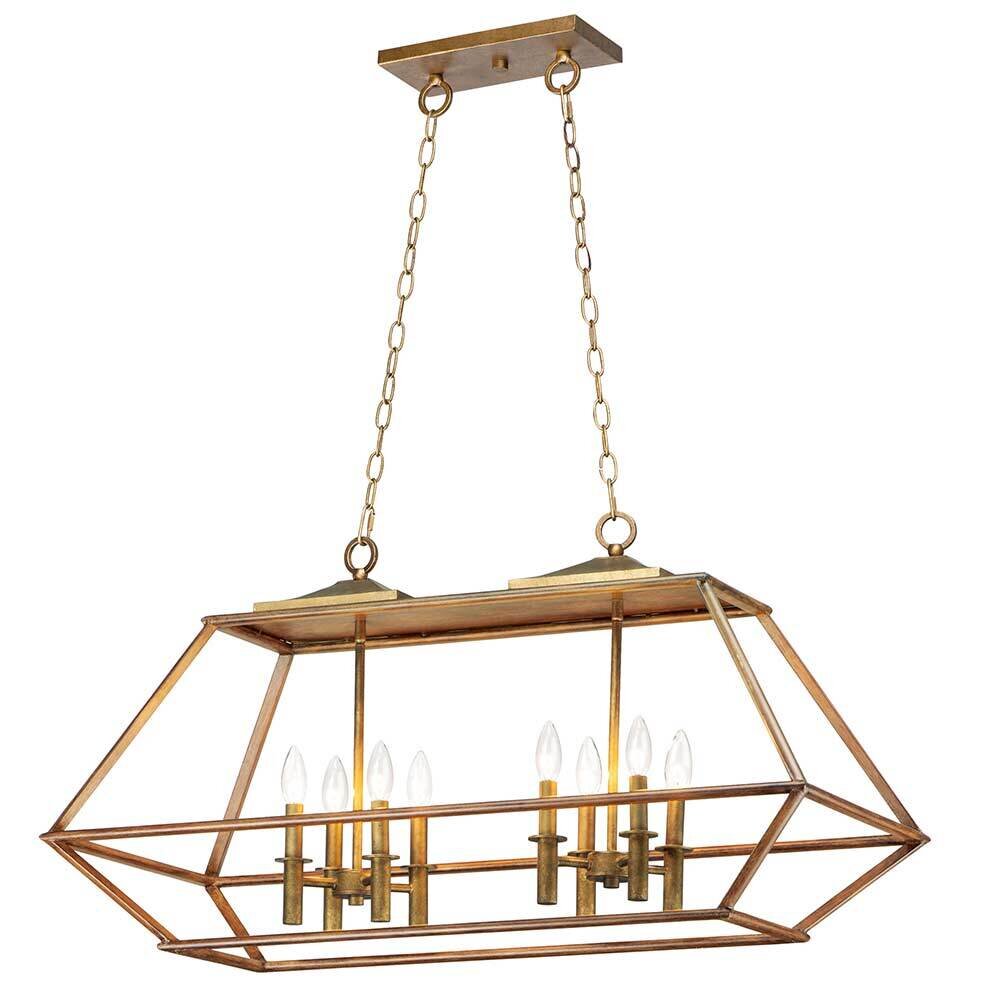 8-Light Linear Pendant in Burnished Gold
