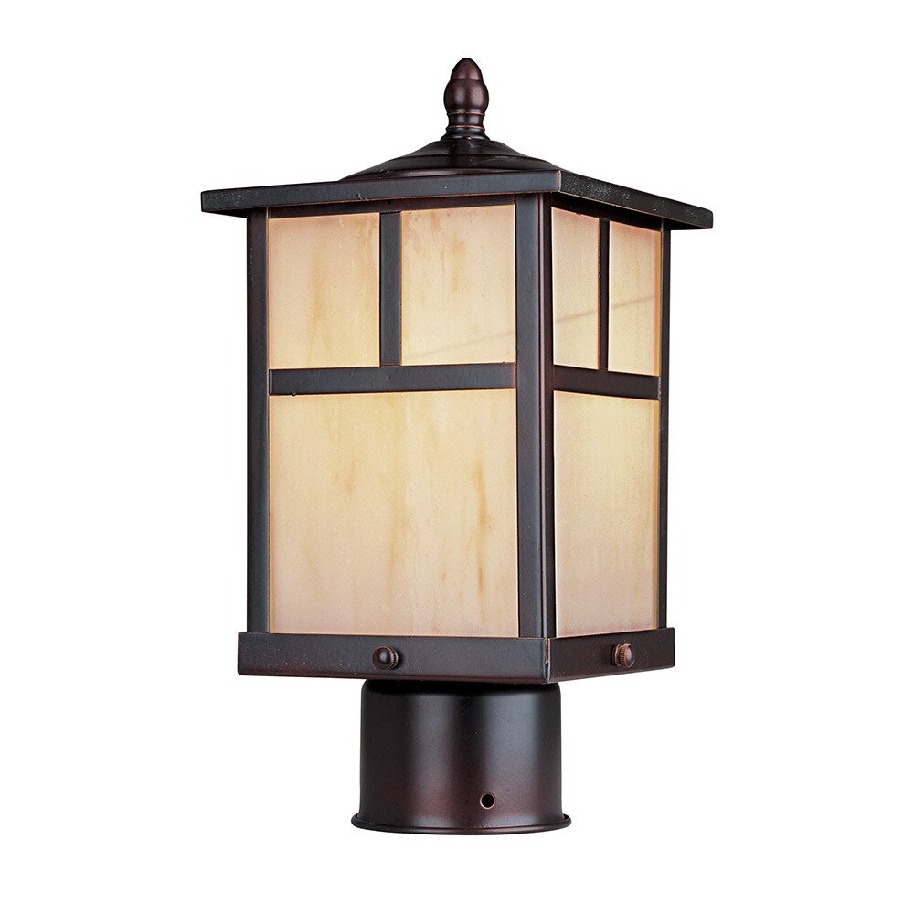 1-Light Outdoor Pole/Post Lantern in Burnished