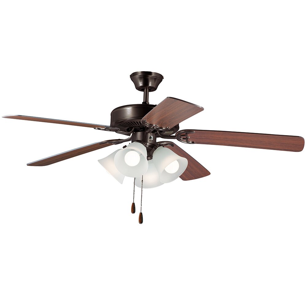 52" LED 4-Light Ceiling Fan in Oil Rubbed Bronze with Walnut with Pecan