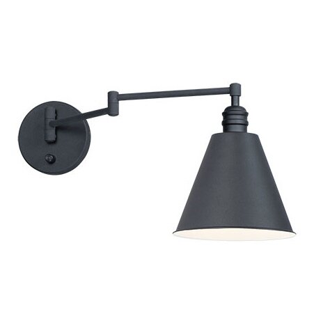 1-Light Wall Sconce Horizontal Swing Arm in Black