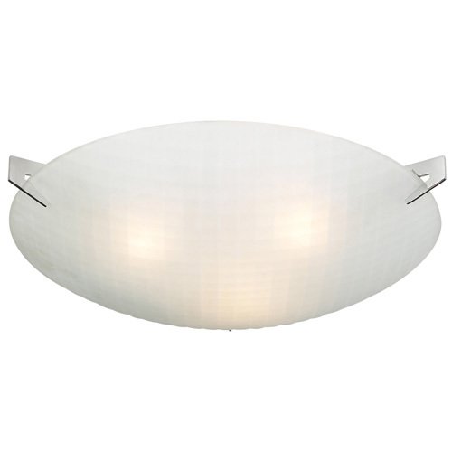 CFL 17" Flush Ceiling Light in Polished Chrome with Checkered Acid Frost Glass
