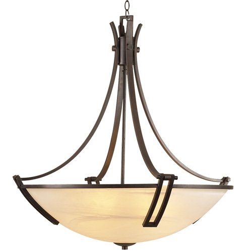CFL 25" Chandelier in Oil Rubbed Bronze with Marbleized Glass