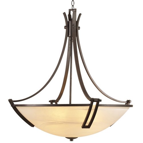 CFL 30" Chandelier in Oil Rubbed Bronze with Marbleized Glass