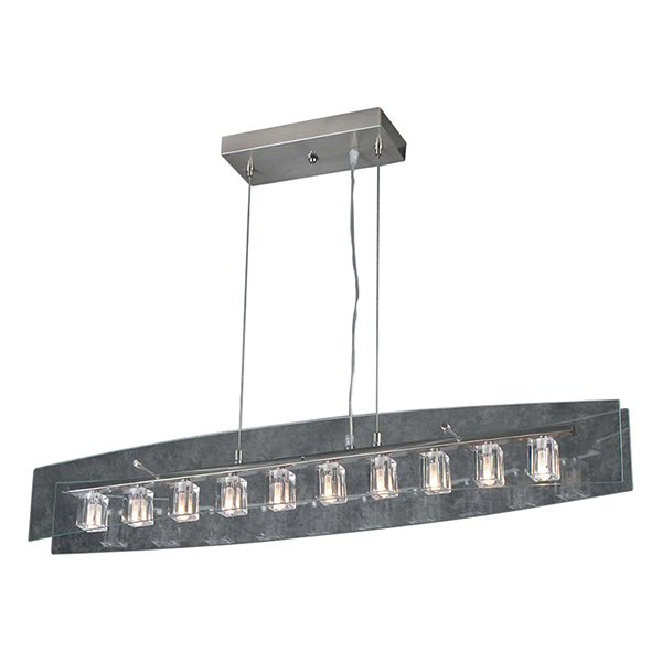 (10 light) Pendant in Satin Nickel with Clear Glass