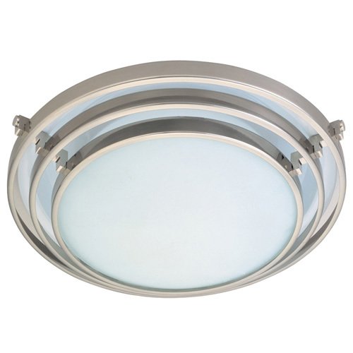 CFL 12 1/2" Flush Ceiling Light in Satin Nickel with Acid Frost Glass