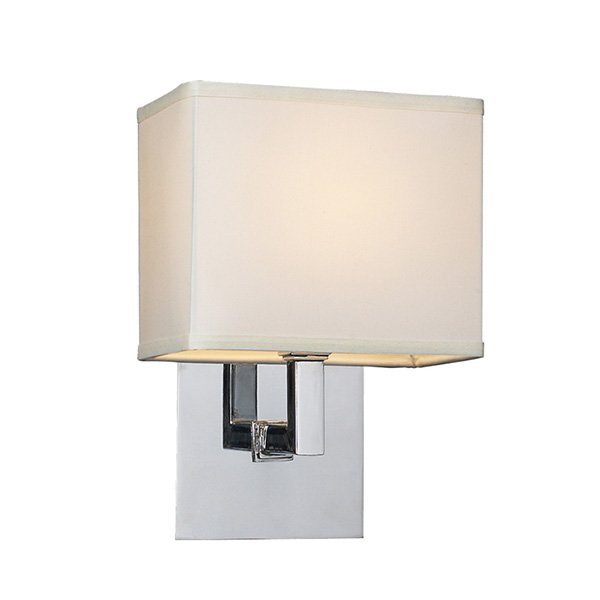 10" Vanity Light with CFL Bulbs in Polished Chrome with Off White Fabric Shade