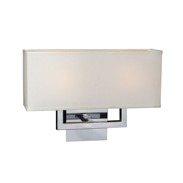 16" Vanity Light with CFL Bulbs Wall Light in Polished Chrome with Off White Fabric Shade