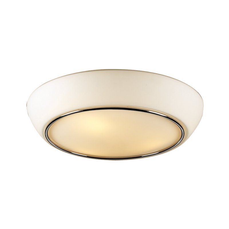 14" Flush Mount with CFL Bulbs in Polished Chrome with Matte Opal Glass