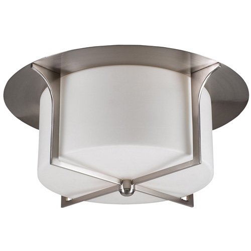 CFL 18" Flush Ceiling Light in Satin Nickel with Matte Opal Glass