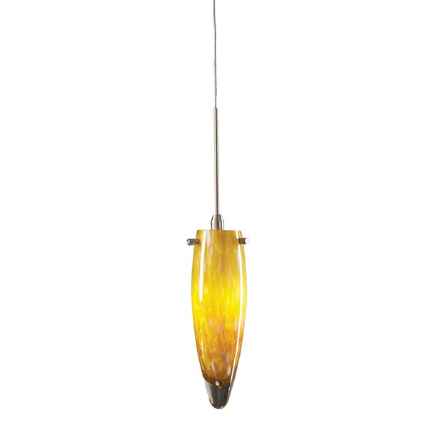 Pendant in Satin Nickel with Amber Glass