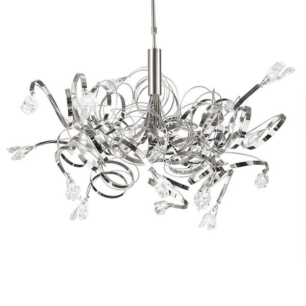 48" Chandelier in Satin Nickel with Clear Glass