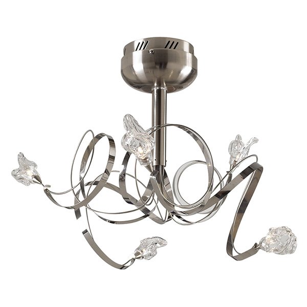 (5 light) Chandelier in Satin Nickel with Clear Glass