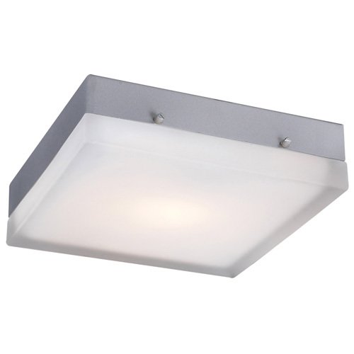 CFL 9" Flush Ceiling Light in Satin Nickel with Frost Glass