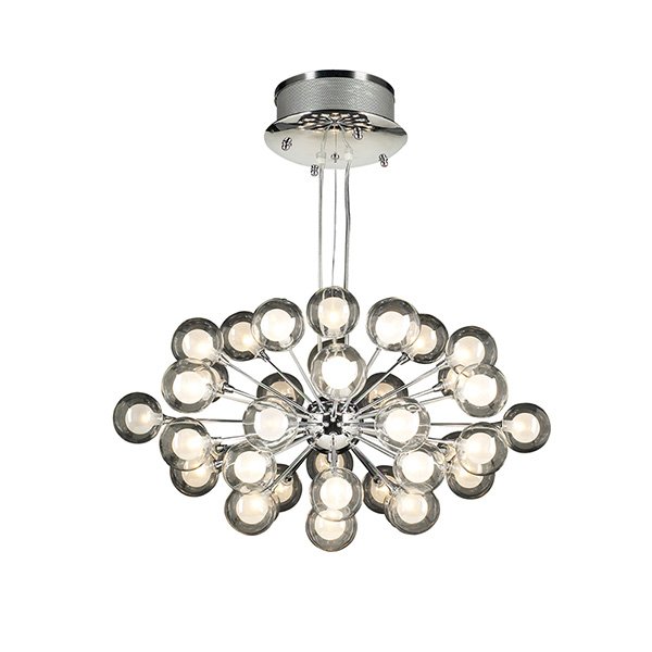 Chandelier in Polished Chrome with Clear with Inner Frost Glass