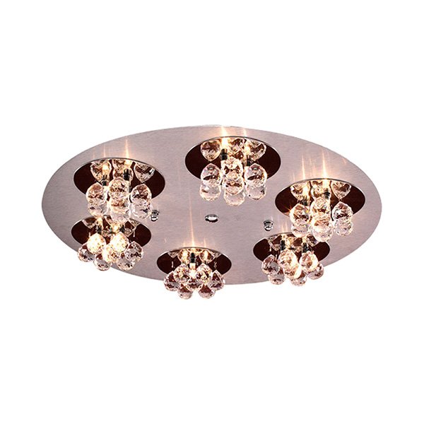 (2 tone) 19" Ceiling Light in Aluminum/Polished Chrome with Asfour Handcut Crystal