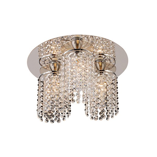 3 Light Crystal Ceiling Light in Polished Chrome