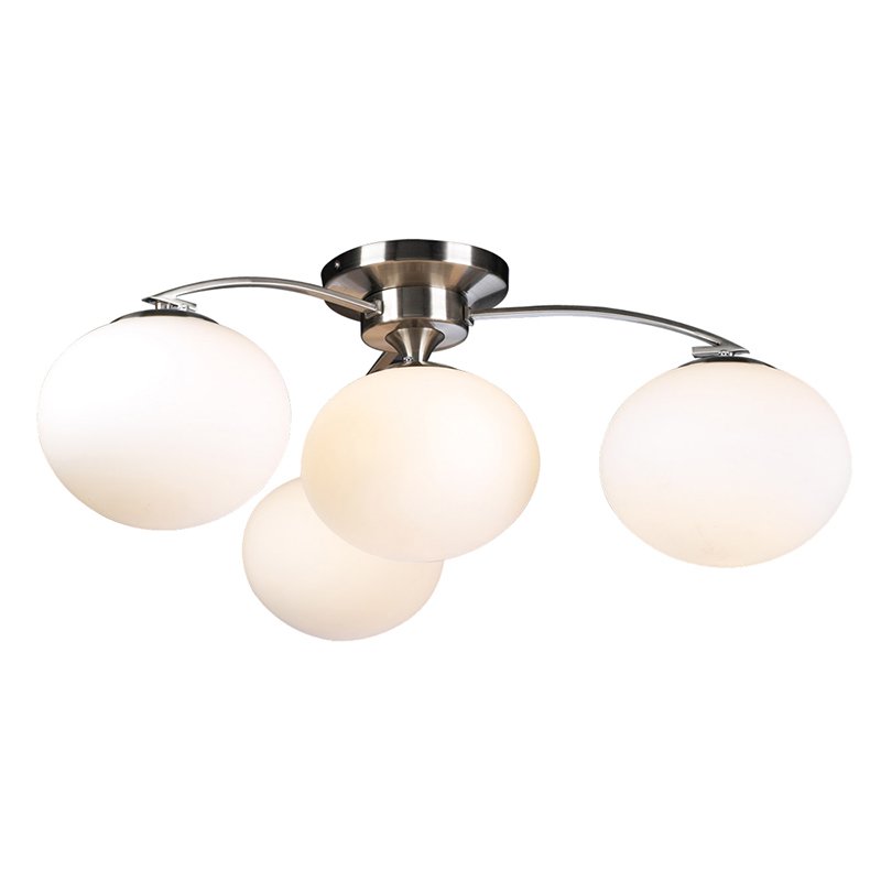 Ceiling Light in Satin Nickel with Matte Opal Glass
