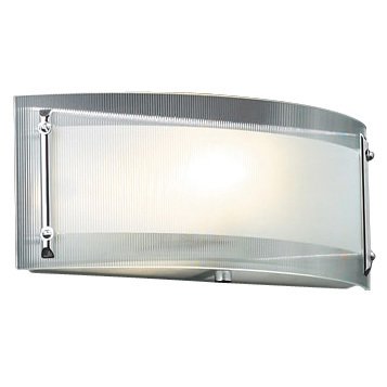 CFL Single Wall Sconce in Polished Chrome with Ribbed Clear Glass
