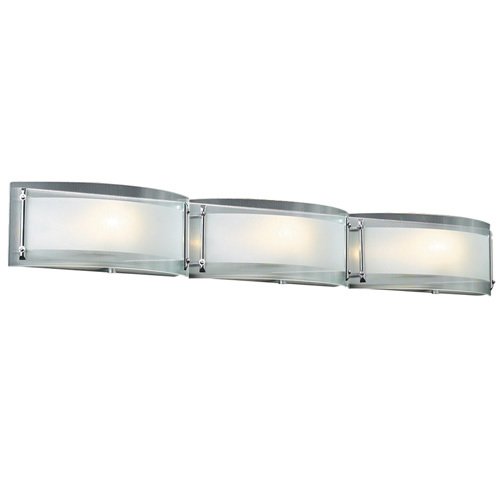 CFL Triple Vanity Light in Polished Chrome with Ribbed Clear Glass