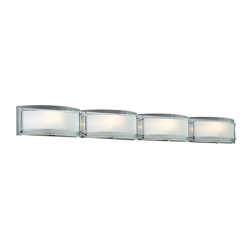 48" Wall Light in Polished Chrome with Ribbed Clear Glass