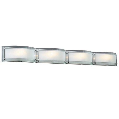 CFL Quadruple Vanity Light in Polished Chrome with Ribbed Clear Glass