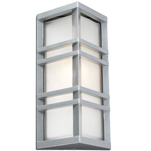 CFL 7" Exterior Light in Silver with Frost Glass