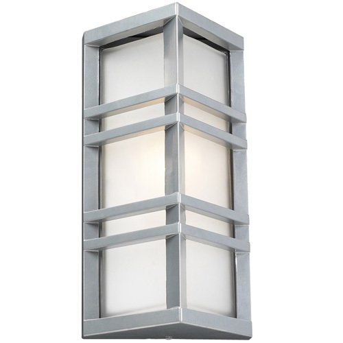 7" Exterior Light in Silver with Frost Glass