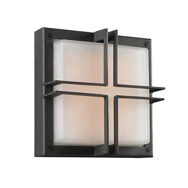 10" Flush Mount Exterior Light in Bronze with Frost Glass