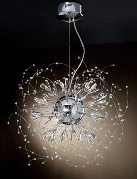 Chandelier in Polished Chrome with Asfour Handcut Crystal Beads