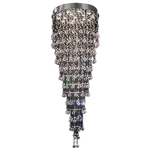 27" x 80" Chandelier in Polished Chrome with Asfour Handcut Crystal