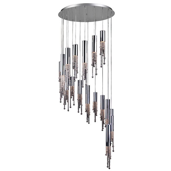 36" Chandelier in Polished Chrome with Handcut Crystal