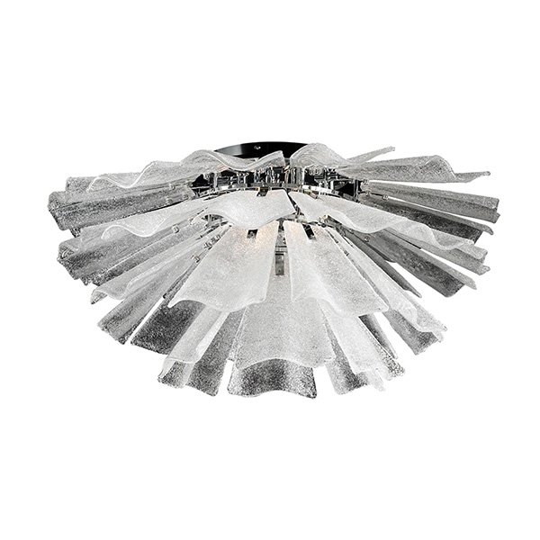 32" Flush Mount Ceiling Light in Polished Chrome with Textured Frost Glass