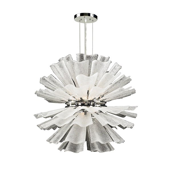 48" Chandelier in Polished Chrome with Textured Frost Glass