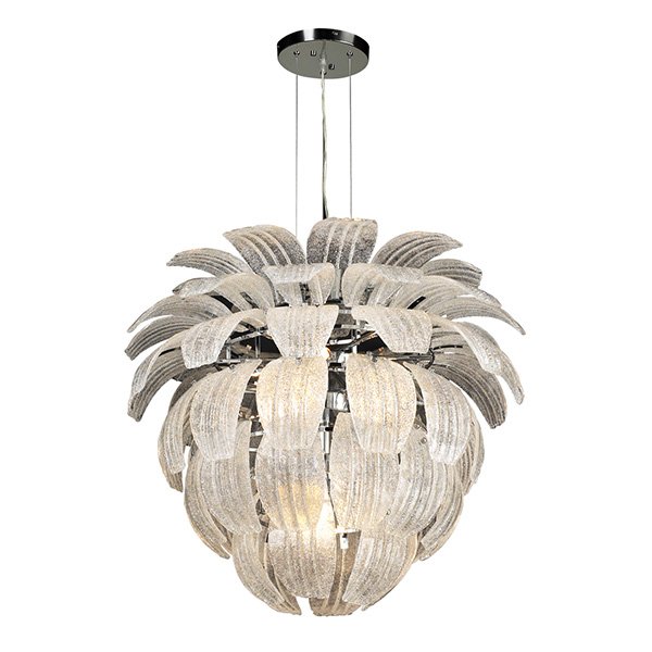 34" Chandelier in Polished Chrome with Textured Frost Glass