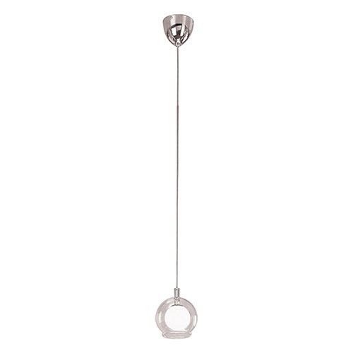 4" Pendant in Satin Nickel with Inner Opal and Outer Clear Glass