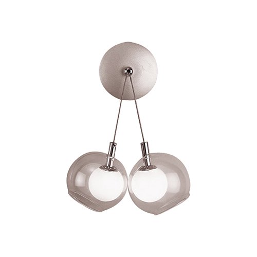 Wall Light in Satin Nickel with Inner Opal and Outer Clear Glass