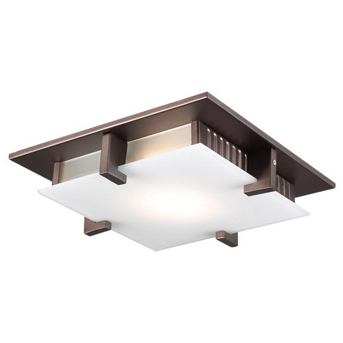CFL 12" Flush Ceiling Light in Oil Rubbed Bronze with Acid Frost Glass