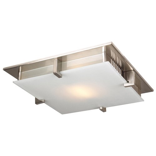 CFL 12" Flush Ceiling Light in Satin Nickel with Acid Frost Glass
